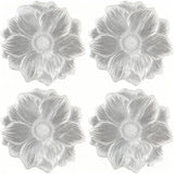 Silver Placemats 15" Set of 6, Pressed Lotus Flower Design, Washable & Non-Slip pvc - Perfect for Dinner, Holiday, Wedding Decor & Party Table Settings