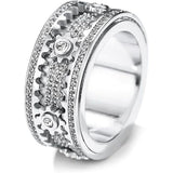 Spinner Ring for Men - Copper inlaid gear rotating ring - Rotating Mechanical Ring for Couples - Silver（9）