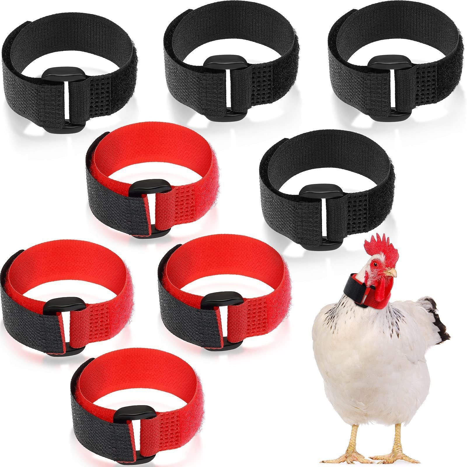 8 pack Bag Rooster Collar, Keep Roosters Quiet Noise Neckband Nylon Rooster Collar Noise Neck Belt Pet Chicken Supply for House