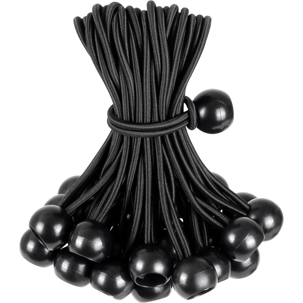 Tarp Bungee Balls Ties 7.8 Inch,50 PCS Bungee Ball Cords Ties Heavy Duty High Elastic Bungee Cord Canopy Tie Down for Tarp,Camping Tent,Shelter,Shades Cloth,Cargo,Projector,etc.(Black)