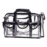 Wide Open Large Professional Clear PVC Travel Makeup Artist Set Bag Cosmetic Nails Beauty Bags Transparent Vinyl Tool Organizer Beach Bags Diaper Bag (Black)