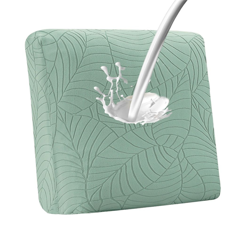 2 PCS Stretch Patio Sofa Seat Cushion Cover Outdoor TPU Waterproof Replacement Slipcovers Outdoor Elastic Leaf Pattern Textured Porch Couch Furniture Protector (Green,single seat)