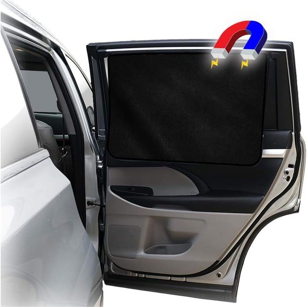 2 pack Car Side Window Sun Shade - Universal Reversible Magnetic Curtain for Baby and Kids with Sun Protection Block Damage from Direct Bright Sunlight, and Heat
