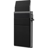 Small Slim Wallet aluminum alloy Business Card Holder for Men, Pop Up Minimalist Card Credit Wallet, RFID Blocking - Black（only one wallet）