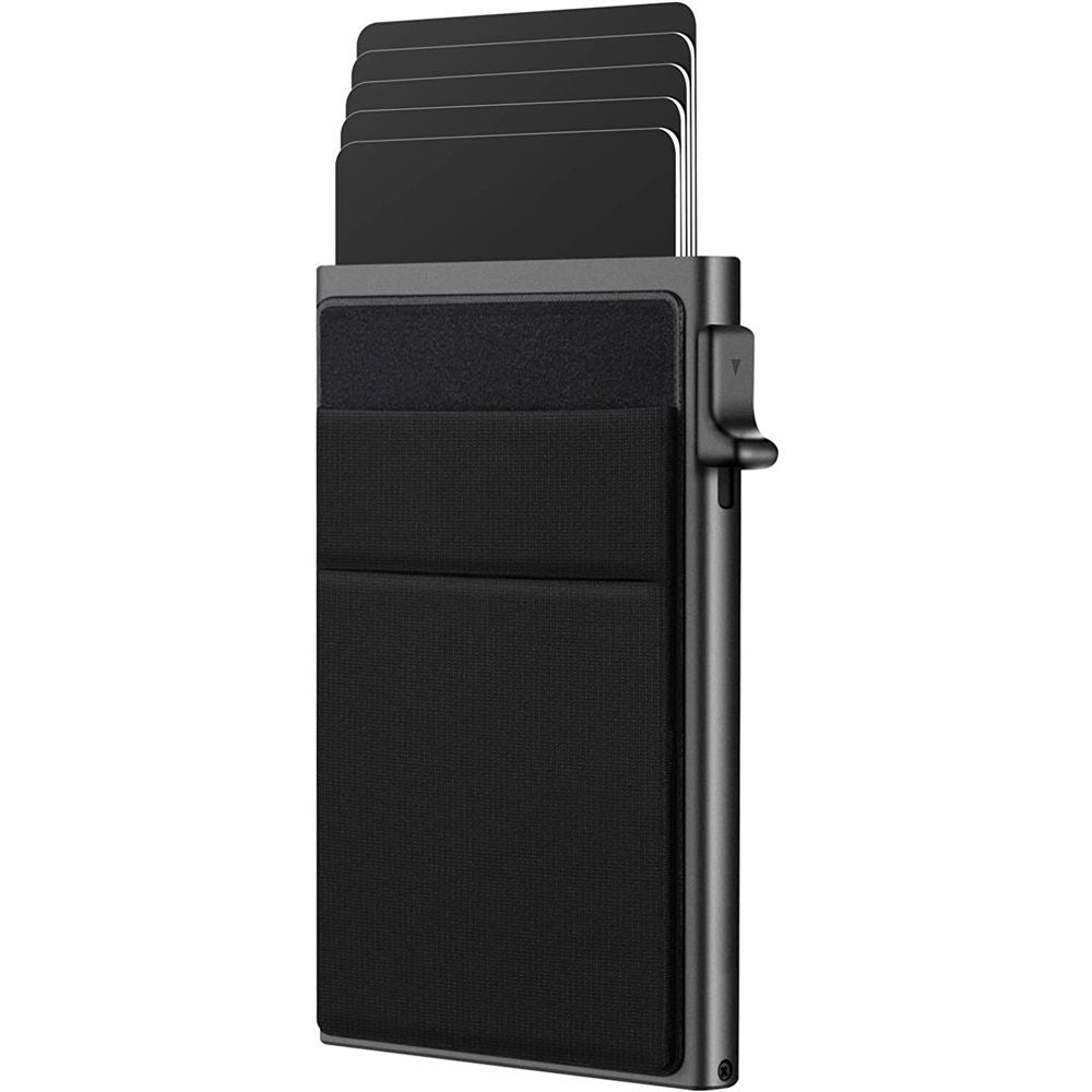Small Slim Wallet aluminum alloy Business Card Holder for Men, Pop Up Minimalist Card Credit Wallet, RFID Blocking - Black（only one wallet）