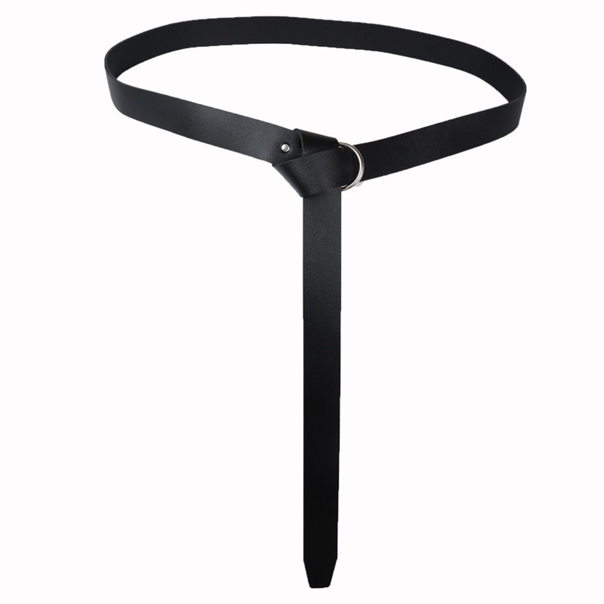 Medieval minimalist Leather Belt - Leather Belt with O Ring Reenactment for Men Women, Halloween Cosplay Black