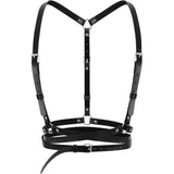 Punk Waist Belt Women PU Leather Skinny Body Adjustable Belts with Gothic Circle for Party, Nightclub, Dating