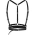 Punk Waist Belt Women PU Leather Skinny Body Adjustable Belts with Gothic Circle for Party, Nightclub, Dating
