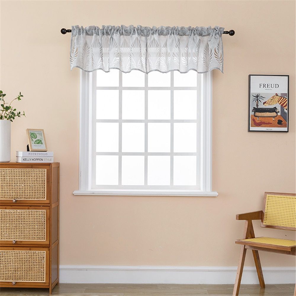 2 pack Half Window Sheer Curtain Valance - Rod Pocket Drape Extra Wide for Small Window Kitchen Cafe Panel 130*41cm