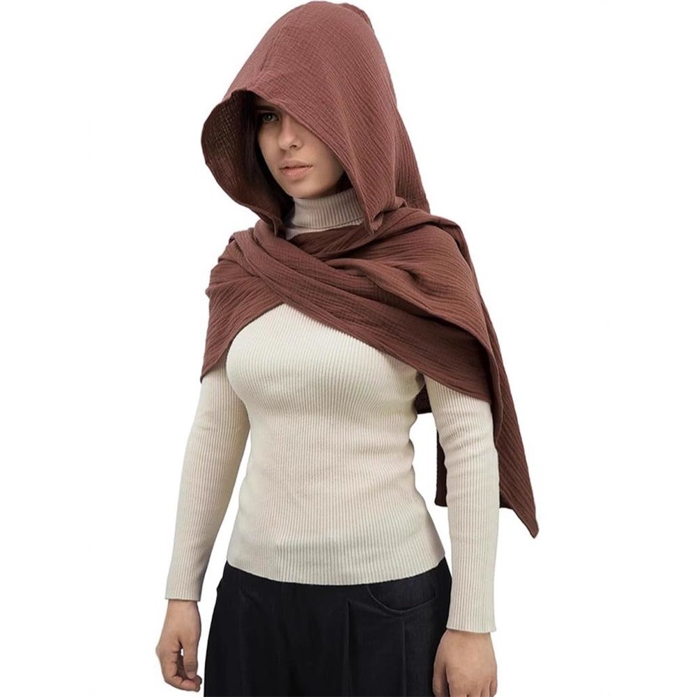 Women Men Fashion Shawl Scarf Cape | Multifunctional Hooded Cowl | Medieval Linen Cotton Cowl Hood |Vintage Goth Costume