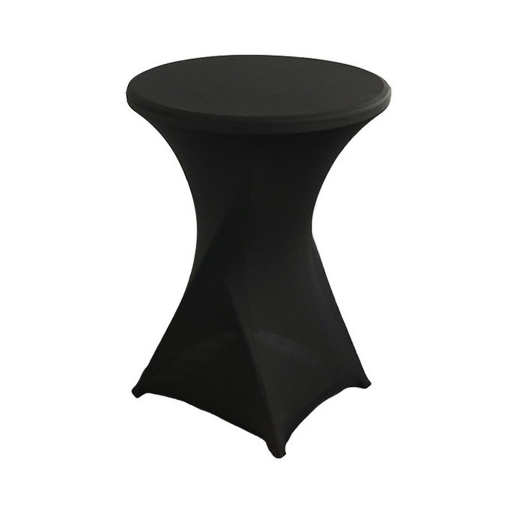 24x43 Inch Black polyester Cocktail Table Cloth Fitted Round Bar Table Stretch Highboy Cocktail Table Covers for Banquet Outdoor Party Wedding Bar Round Bottom Black