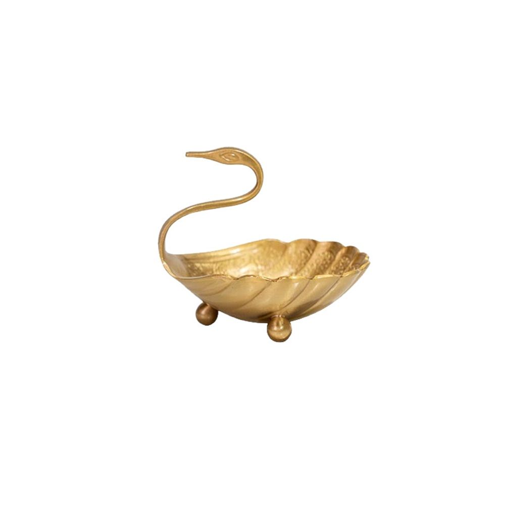 Swan Brass Jewelry Dish Tray,Gold Decorative Ring and Trinket Holder-Decorative Trinket Dish for Rings Earrings Necklaces Bracelet Watch Keys, Birthday Mother's Day Gift（only Fruit Plate）