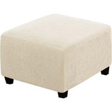 Stretch Cover Slipcover Sofa Cover Footstool Protector Storage Ottoman Covers Furniture Protector Soft Rectangle slipcover with Elastic Bottom (Length and width, 60-76 cm, height, 38-45cm, Beige)