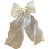 2 pack Vintage Long Silk Bow Hair Clip Barrette Ribbon Mesh Bow Head Clip Headwear Bowknot Accessories for Women (beige)
