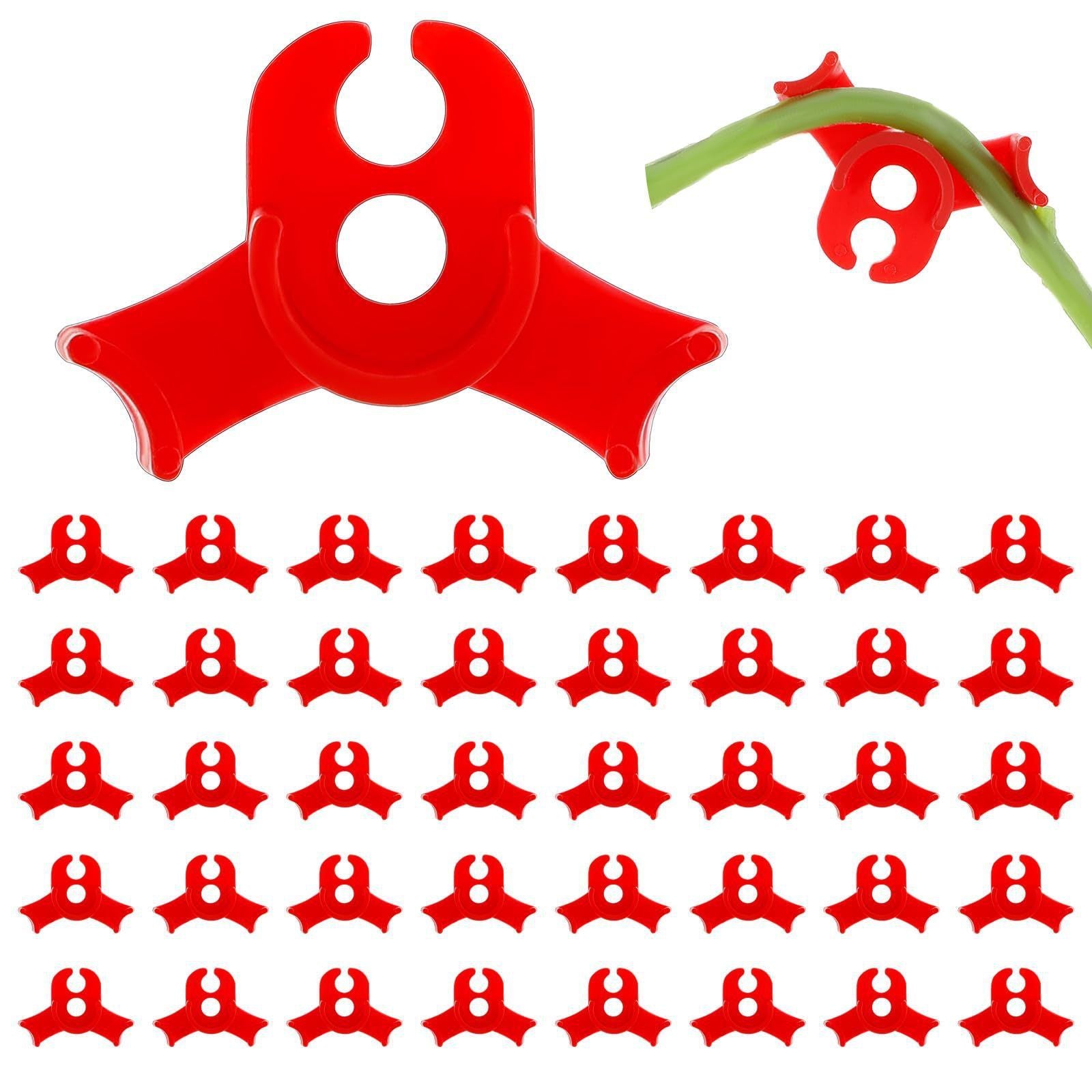 120 Pack Plant Training Clips, 90 Degrees Plant Stem Bender, Low Stress Plant Branch Trainer Clips for Flowers, Vegetables (Circle Style,Red)