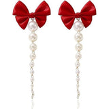 2 pairs Long Earrings for Women Boho Tassel Earrings for Women Bridal Wedding Party Valentine Day Gifts（red）