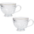 Set of 2 Vintage Glass Coffee Mug, 400ml Embossed Tea Cup Vintage Glassware for Breakfast, Ideal for Milk, Coffee, Cappuccino, Latte, Cereal, Yogurt