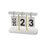 Perpetual Daily Flip Calendar for Desk Reusable Office Desktop Decor Home Accessories Photography Props (White)