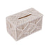 Handmade Tissue Box Cover Rectangle Decorative Boho Tissue Holder Cotton Rope Woven Napkin Facial Paper Organizer Bohemian Desk Storage Container (Ivory)