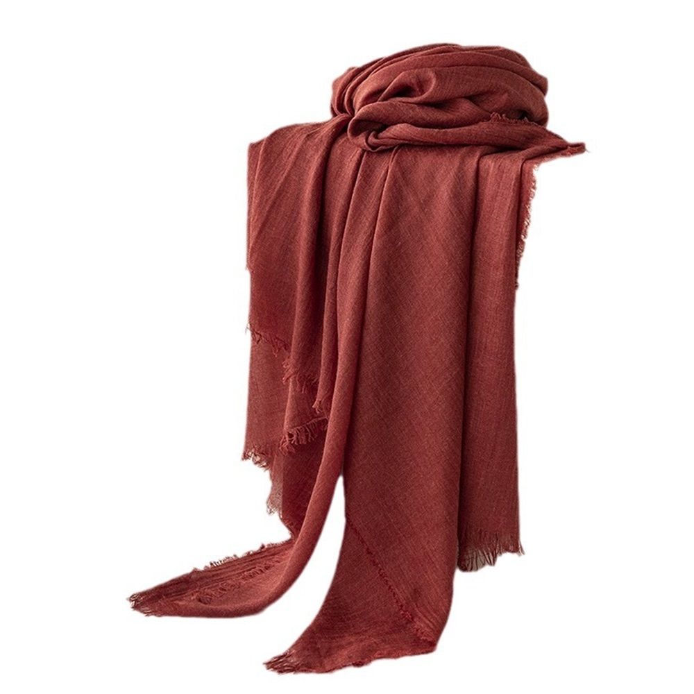 Women Scarfs Large Long Beach Gauze Shawl Wrap,for Daily Outfits Stylish Occasions,Scarf Category Ornament 100cm-190cm(dark red)