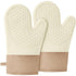 1 pair of Silicone Oven Mitts，Heat Resistant up to 572°F, Oven Gloves with Soft Lining, Non-Slip Kitchen Essentials, Kitchen Gadgets, Apartment Essentials, Great Gift for Cooking (beige-1pair)