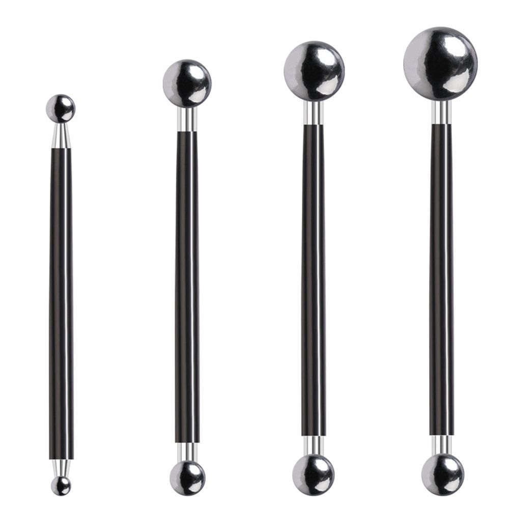 2 set DIY Cake tools, 4Pcs Ball Baking Fondant Cake Tools Stainless Steel Head Pen for Sugar Flower（black）