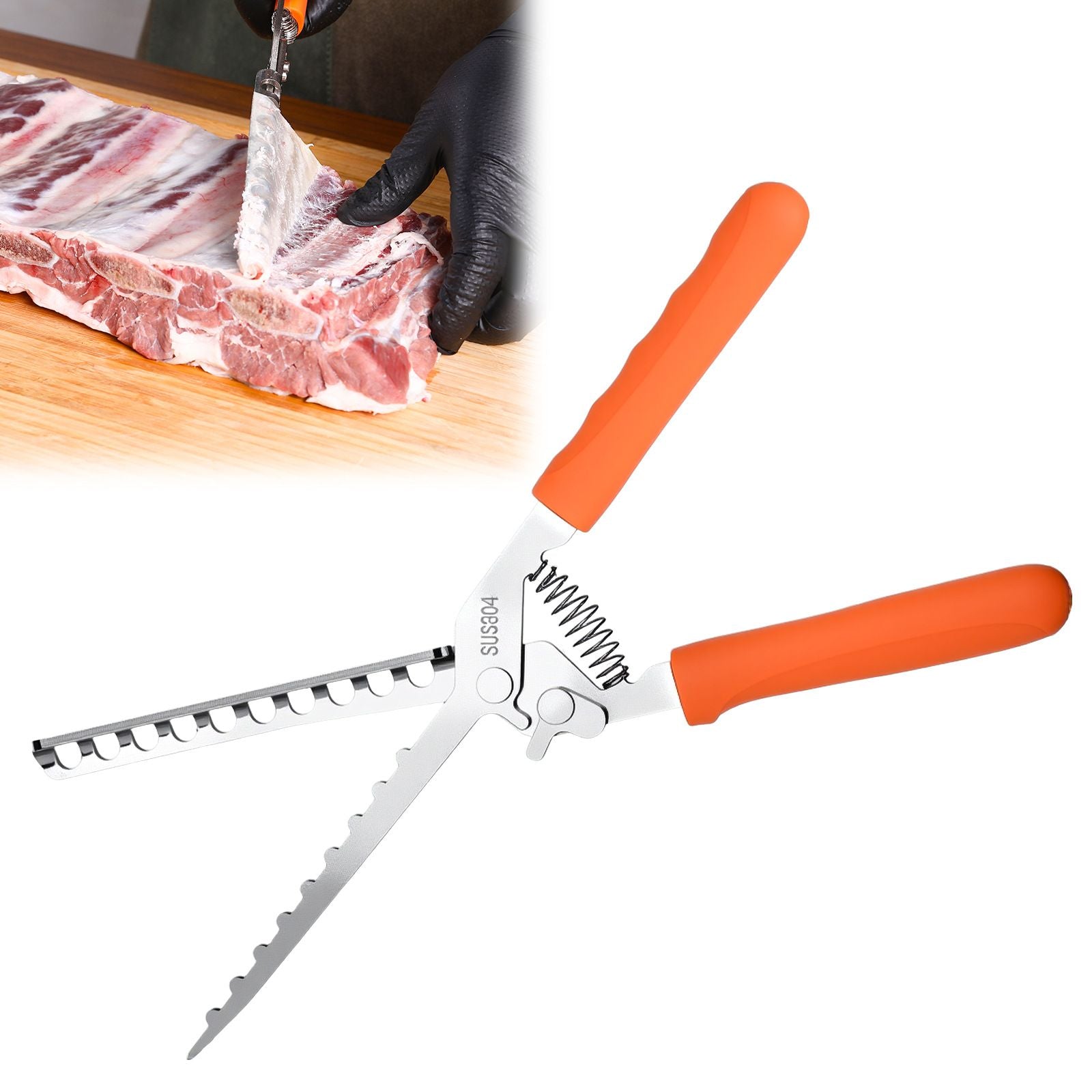 Rib Membrane Removal Tool - High Duty Premium Stainless Steel BBQ Prep Kit for Effortless Grilling, Membrane Remover for Ribs（orange）