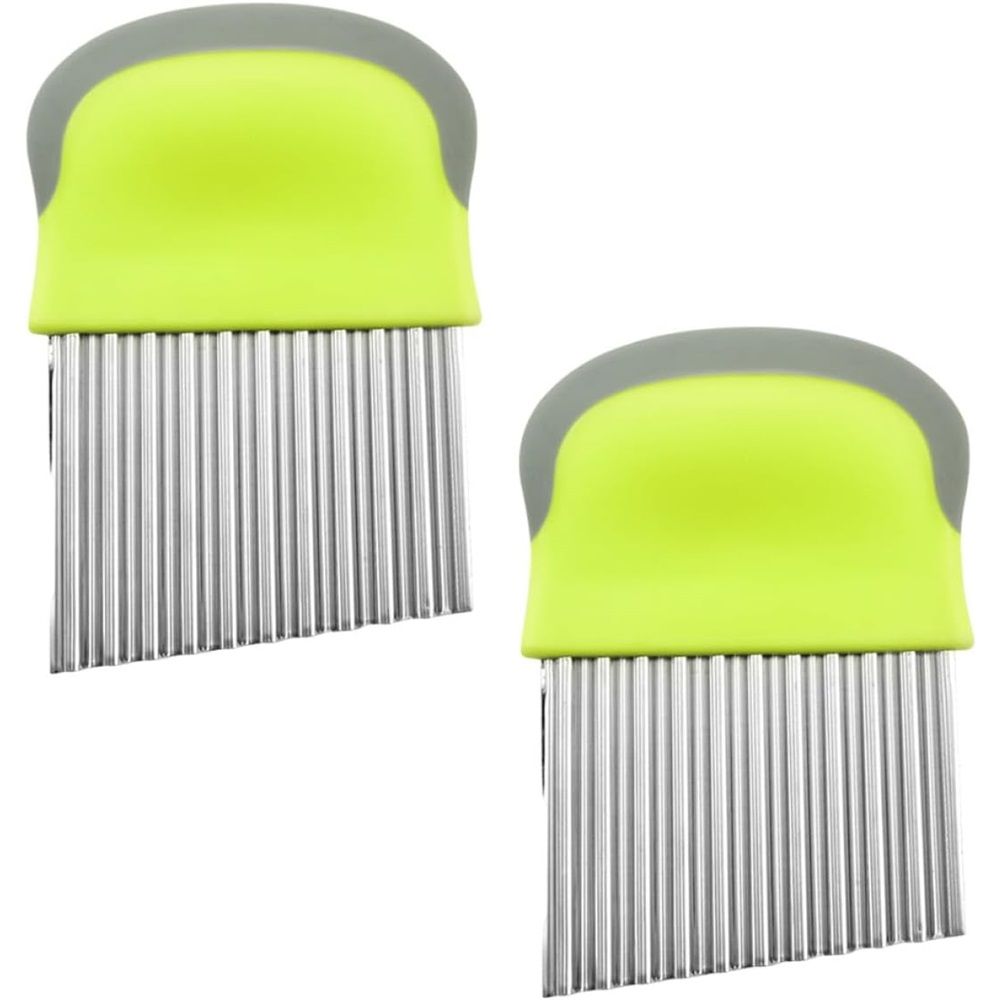2 pack Crinkle Cutter for Veggies Potato Cutter for Fries, Stainless Steel Blade, Potato Slicer French Fry Crinkle Cutter, Crinkle Chopper Wavy Cutting Tool for Potatoes Carrots Cucumbers