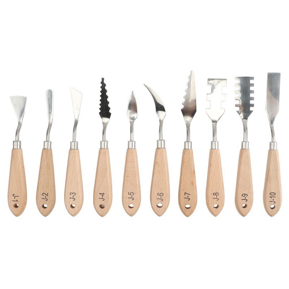 Paint Knife Set - 10pcs Stainless Steel Spatula Palette Knife Painting Tools Knives Wood Handle with Different Shapes and Sizes for Oil Painting, Acrylic Mixing