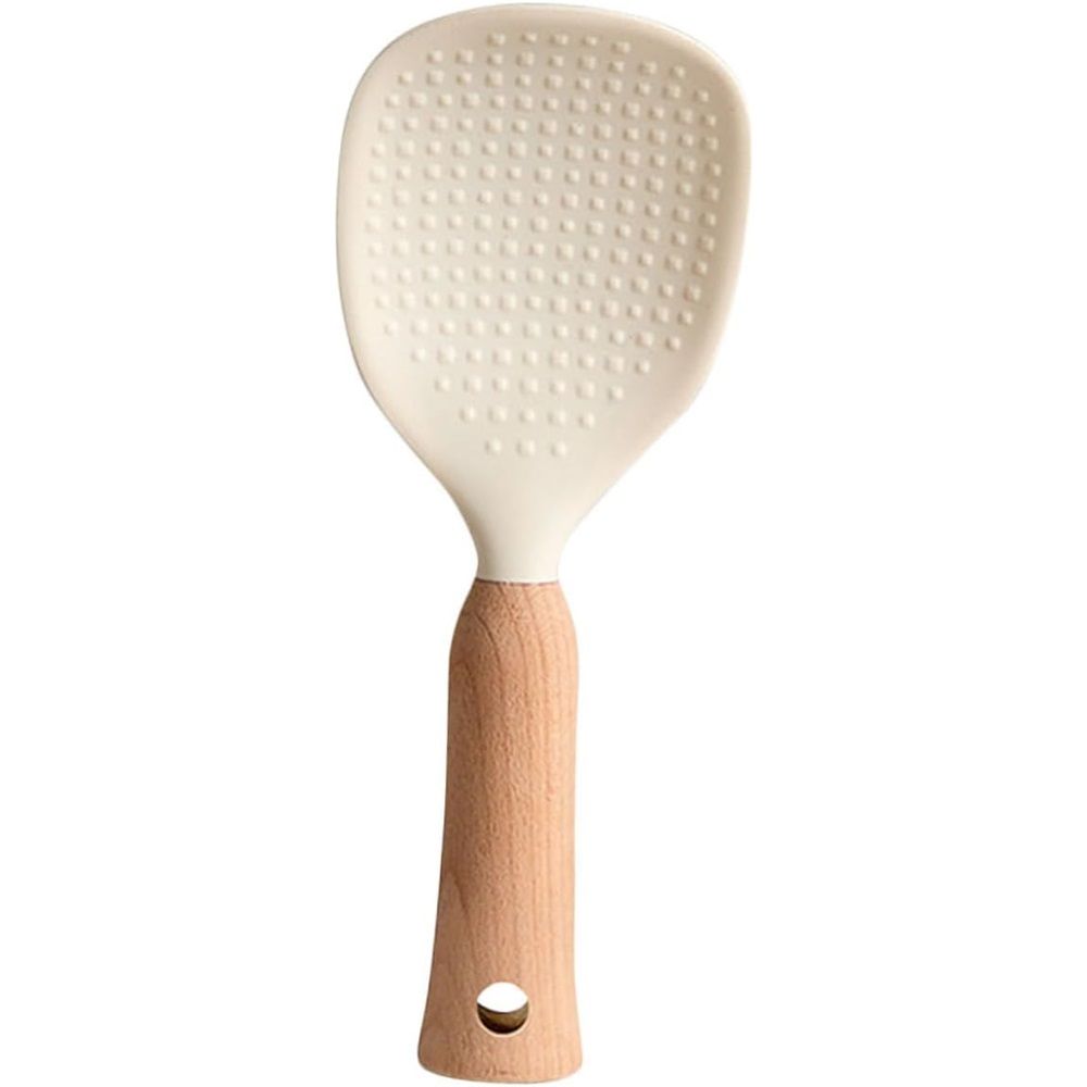 2 Pcs Standing Silicone Rice Spoon Paddle with Wood Handle, Nonstick Standing Rice Cooker Spatula for Kitchen Cooking