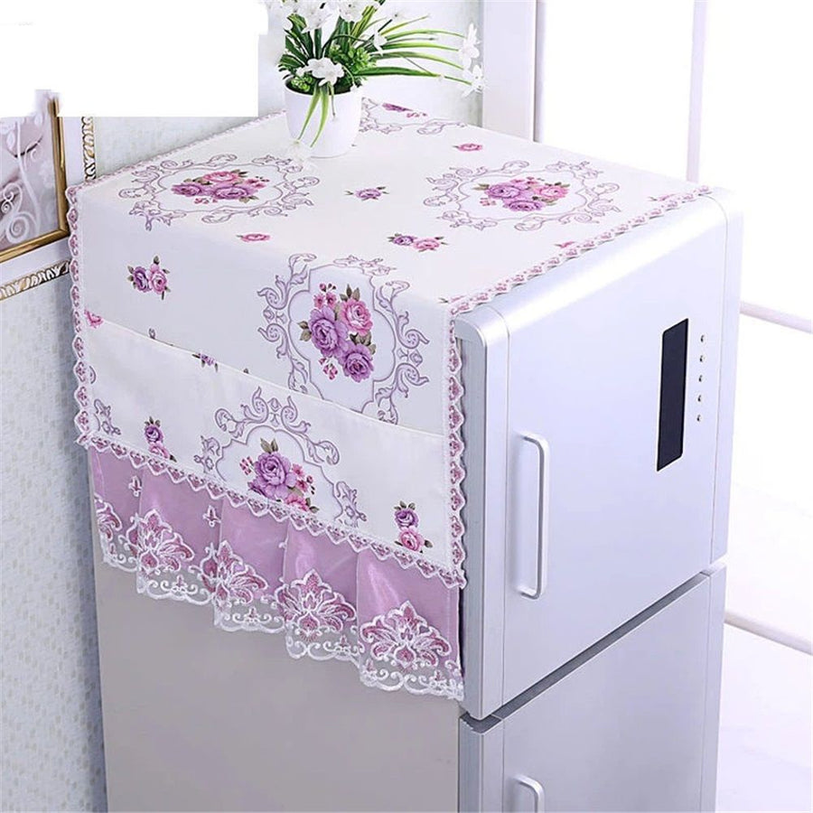 Fridge Dust Cover Washer And Dryer Top Refrigerator Dust Proof Cover with Storage Pockets 55*140cm - Purple