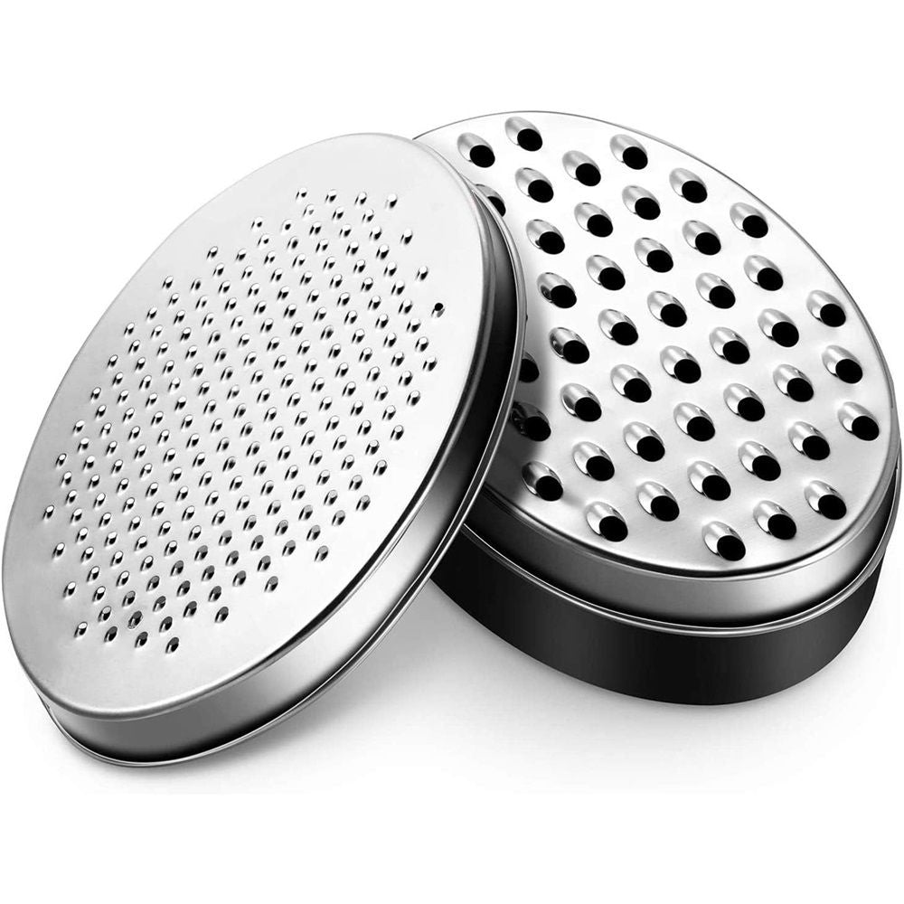 2 pack Cheese Grater Citrus Lemon Zester with Food Storage Container & Lid - Perfect For Hard Parmesan Or Soft Cheddar Cheeses, Ginger, Vegetables, Butter, Chocolate & Nutmeg (Black)