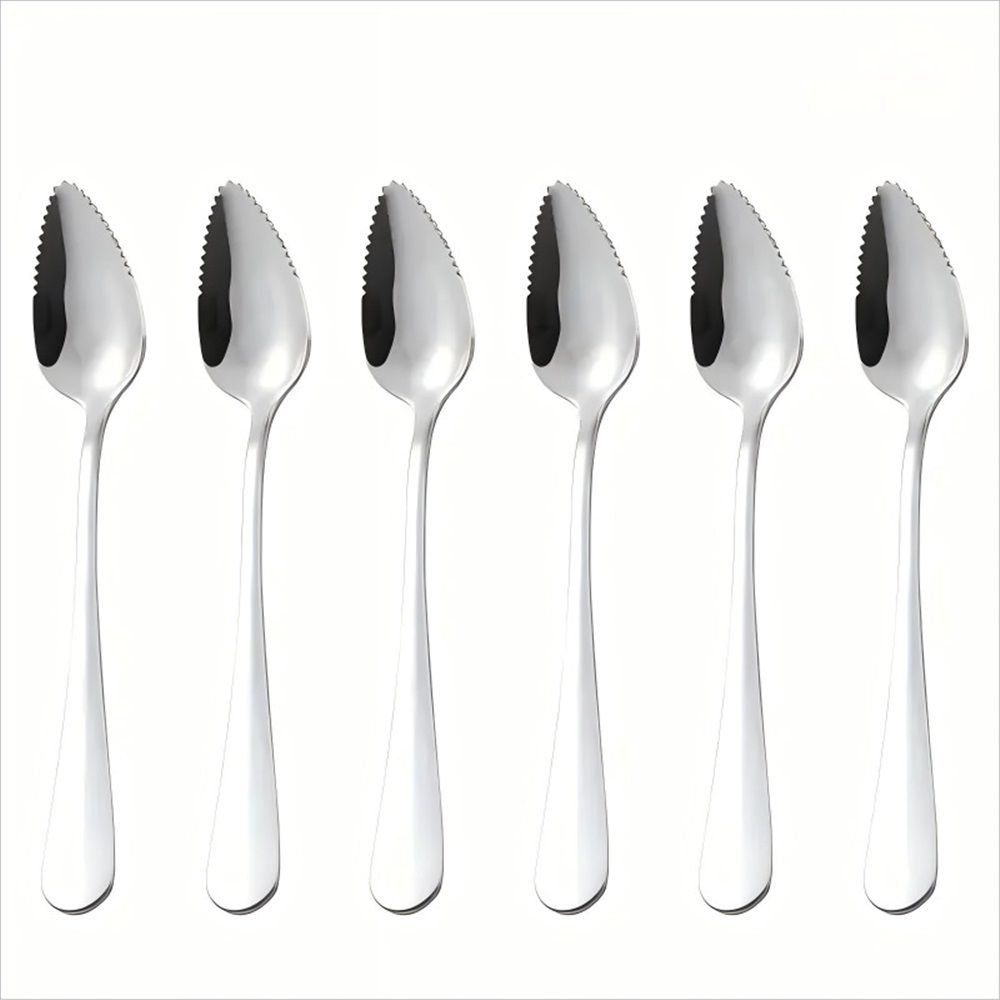 6 pack Grapefruit Serrated Knife Spoons : Stainless Steel Spoons Serrated Grapefruit Utensils Tools for Citrus Fruits Kiwi Lemon Desserts Salads