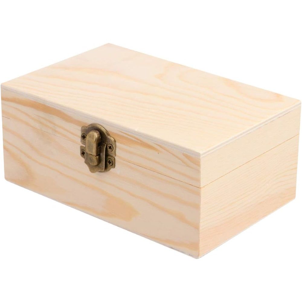 Wooden Jewelry Box Unfinished Craft Storage Organizer Compact Rectangle for Earrings Rings Beads Home Use