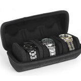 Watch case for travel and storage, hard 3 slots Watch Roll Organizer for Men and Women（does not include a watch）