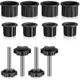 12 Pcs Umbrella Base Stand Replacement Parts,Patio Umbrella Base Replacement Parts Outdoor Umbrella Hole Ring Plug Cover with Thread Screw Replacement Hand Knob for Backyard Patio Table Decks,Black
