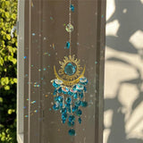 Sun Rainbow Maker for Garden Suncatchers Prisms Boho Wind Chimes, Chandelier Aurora Rainbow Glass Prisms Ornament,Window Hanging Pendant (Blue)