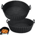 Silicone Air Fryer Liner 2 Pack, 8 inch Non-Stick Reusable Air Fryer Liners for Square and Round Basket, Airfryer Silicone Pot Baking Tray Oven Microwave Accessories, black