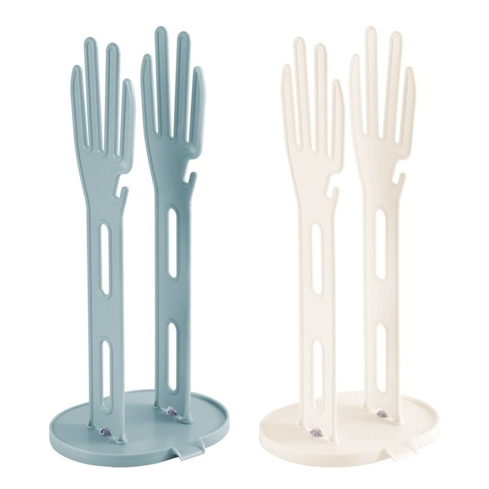 2 Pieces Kitchen Glove Holder Glove Drying Rack Dryer Plastic Mitten Rubber Rack Sink Stand Towel Hanger Reusable Towel Storage Holders for Sponge Food Bag Organizer, white + blue