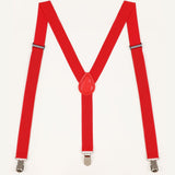 2 pack Women's Suspenders Clips Adjustable Elastic Band Y Shaped Suspender, Suspender with 3 Strong Clips Adjustable Braces (red)