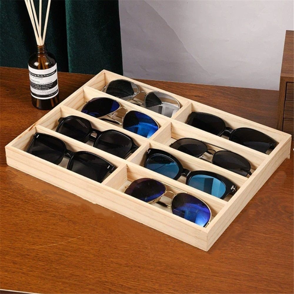 Sunglass Organizer,Glasses Organizer,8-Slot Sunglasses Tray for Drawer, Men's/Women's Sunglasses Box, Glasses Holder for Watch Stackable Eyeglass/Eyewear Display Tray（Only storage box）