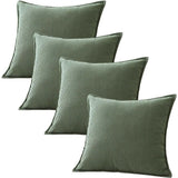 Couch Throw Pillows Covers 18x18 Inch Set of 4,Green Corduroy Decorative Cushion Case,Rustic Fun Living Room Decor （only pillowcases）