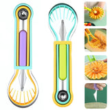 2 PCS Melon Baller Scoop Set, 4 in 1 Stainless Steel Stainless Steel Fruit Tool Set, Fruit Carving Tools for Dig Pulp Separator, Watermelon Cutter Slicer Fruit Scooper (Green + Purple)
