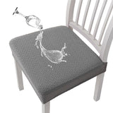 Waterproof Seat Covers for Dining Room Chairs Set of 4, Stretch Jacquard Removable Washable Chair Seat Slipcovers Protector, No Rear Covers, light gray（Only chair covers）