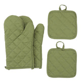 Oven Mitts and Pot Holders 4 pcs Set,High Heat Resistant 500 Degree Extra Thicken Long Kitchen Cotton Oven Glove for Cooking (11.8 Inch,Green)