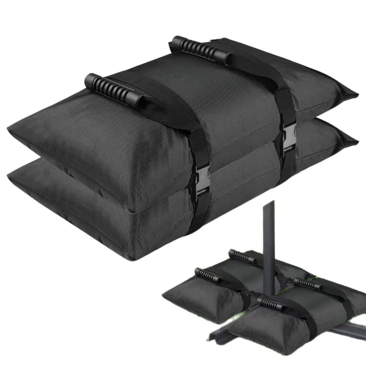 Umbrella Base Weights Sand Bags, 2 Pack 45lbs Fillable Weight Bags to Hold Things Down, Black Weighted Base Sandbags for Outdoor Furniture Patio Cantilever Umbrellas Stand (Without Sand)