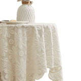 Lace Tablecloth Exquisite Embroidery Floral, Tablecloth with Wavy Openwork,Tablecloths for Wedding Decor,Afternoon Tea,Party（100*100cm）
