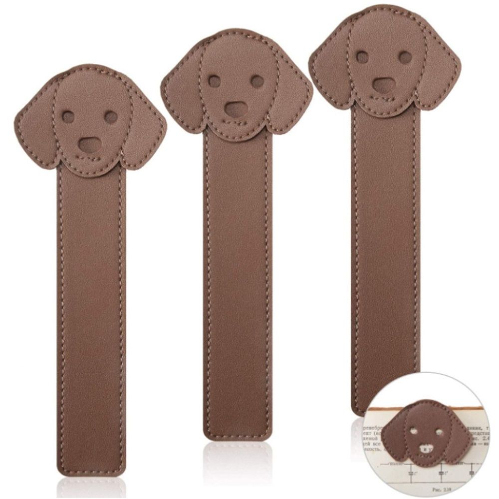 6 Pieces Faux Leather Dog Bookmarks PU Animal Puppy Bookmarks Handmade Personalized Reading Page Markers for Bookworms Book Lovers Writers Relatives Friends Men Women Teen Boys Girls, Brown