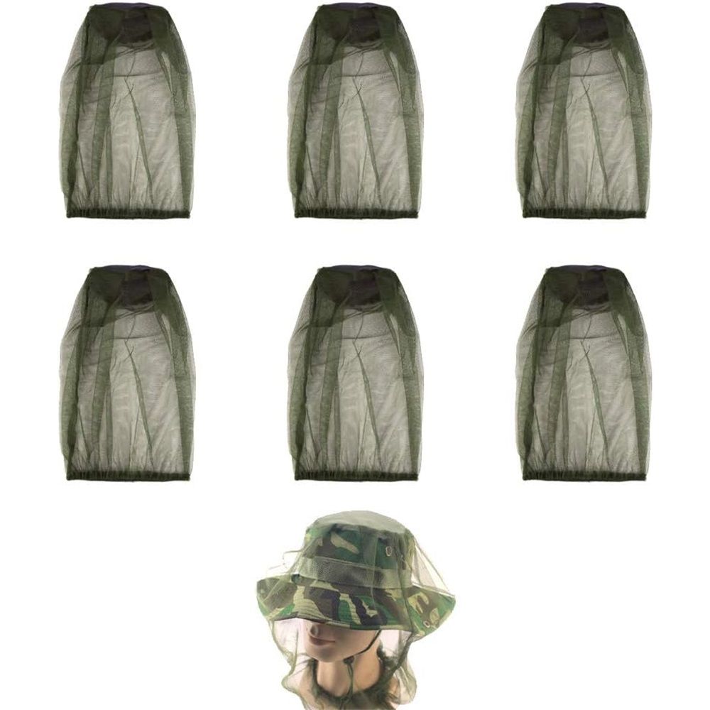 Mosquito Head Net for Insect, 6 Pack, Fly & Bug Protection | Ultra Large & Long, Extra Fine Holes for Camping, Hiking, Fishing, Gardening, Safari, Fits All Hats for Men & Women（Excluding hat）