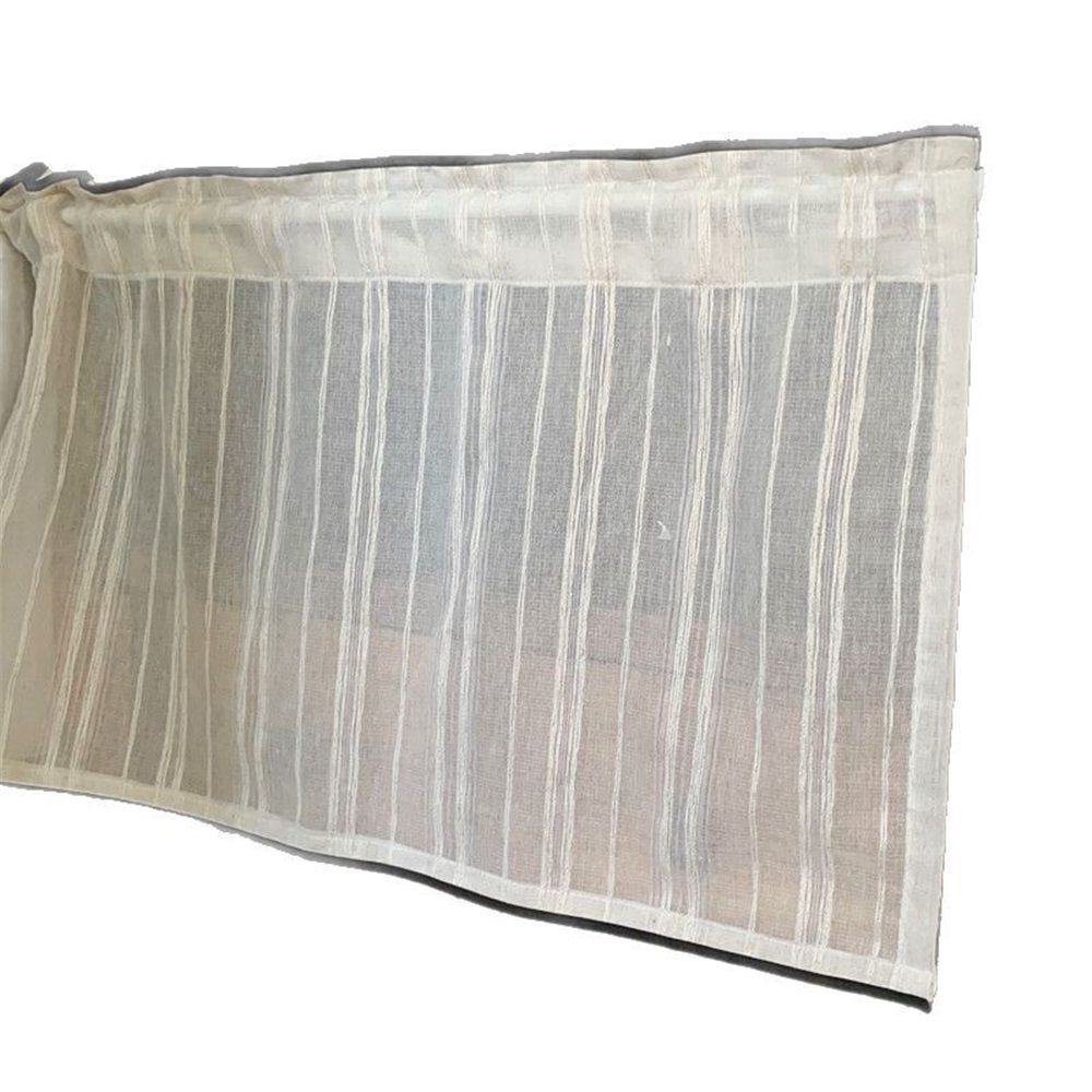 Kitchen Curtains for Small Window,Cafe Curtains 59 Inch Length,Striped Kitchen Pinch Pleat Curtain for Half Windows Semi Sheer Light